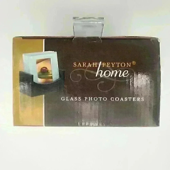 Set of 4 Frosted Glass Photo Coasters with Wood Stand by Sarah Peyton Home - Picture 11 of 14